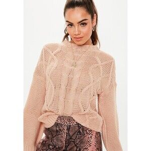 Missguided women's Cable Knitted Sweater In Nude Size 4 US